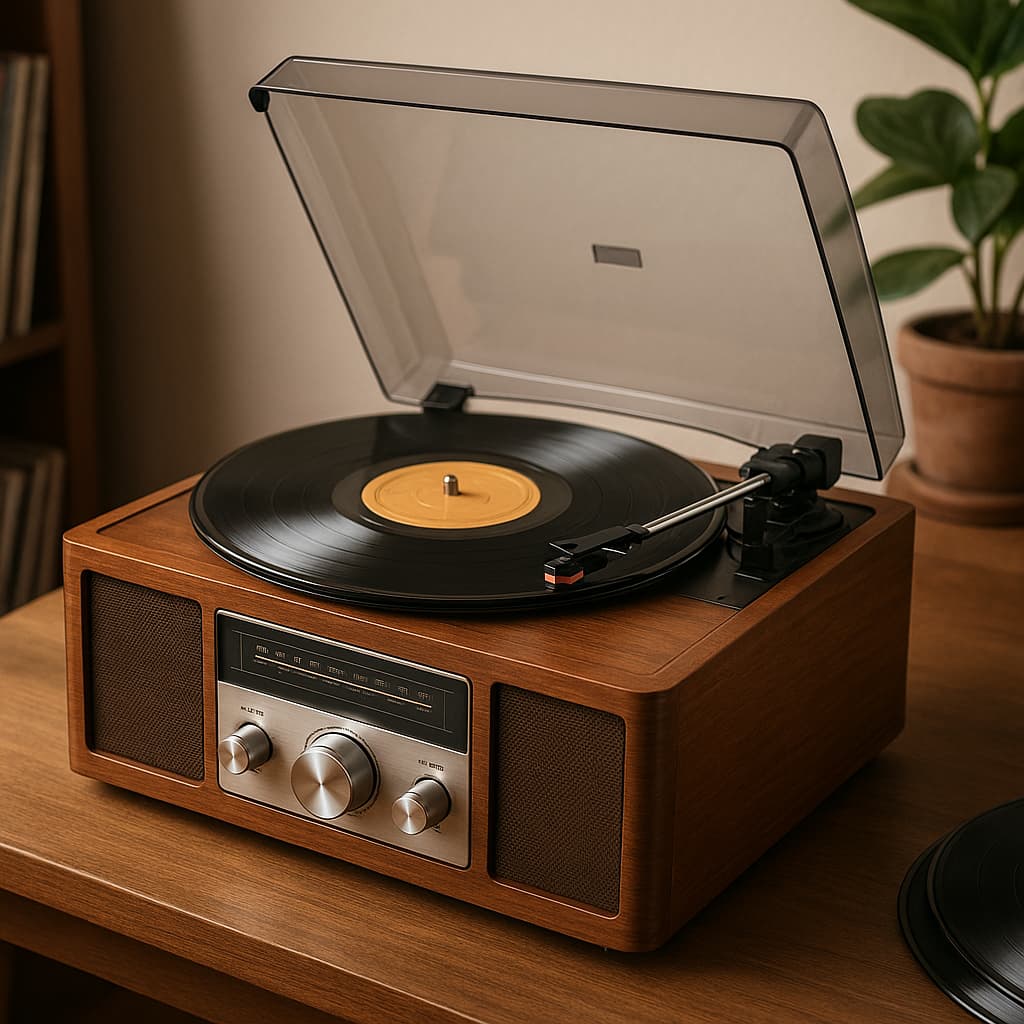 Tocadiscos todo en uno vintage económicos